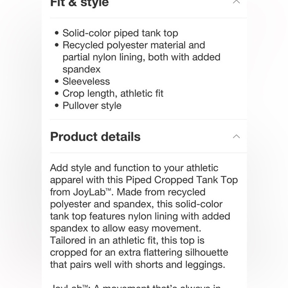 Women's Piped Cropped Support Tank
Top - JoyLab™ Coral Red new - Picture 5 of 6